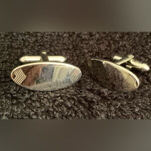 Vintage Oval Swank Sliver-Toned Cufflinks